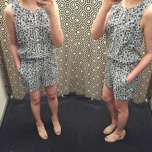 LOFT White Romper with Blue & Green Floral Design!